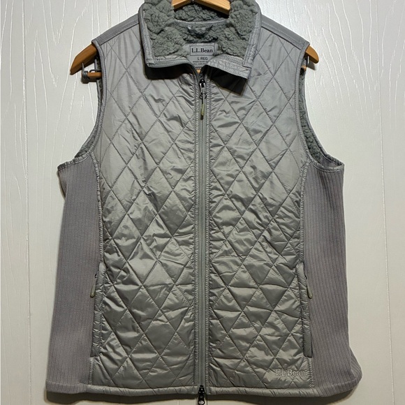 L.L. Bean Jackets & Blazers - L.L. Bean Women's Quilted Jacket Vest Fleece Lined Full Zip Gray Large
